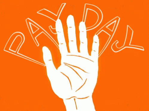 an image of an outstretched hand with the word pay spelled in white