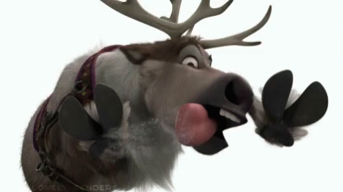 a character is wearing reindeer costume with two antlers