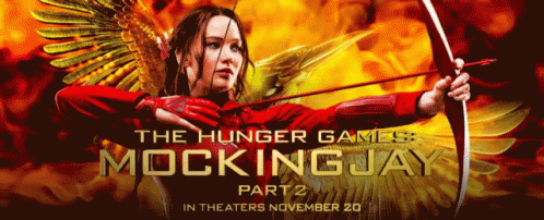 the hunger series of mocking jay on a dark background