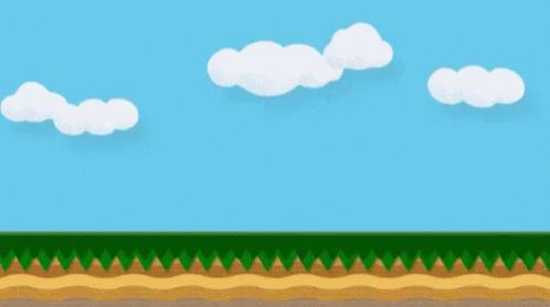 a game design with water and clouds in yellow sky