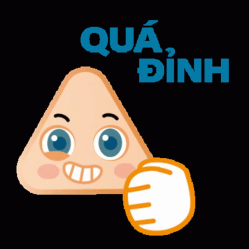 a blue cartoon triangle with the word quad dn on it