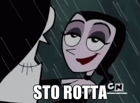 a picture of an animated character with caption stating not to rota