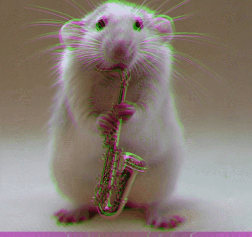 a rat is holding a saxophone and playing