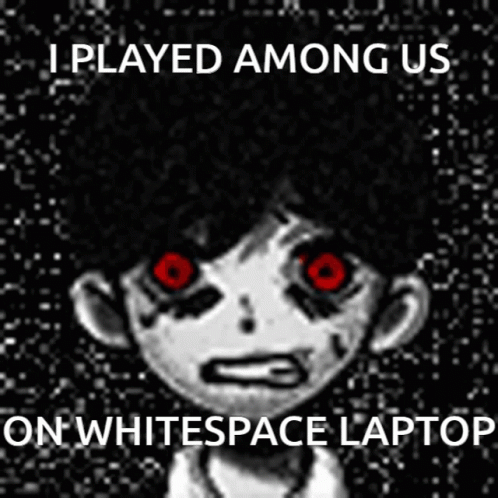 a poster that says i played among us on white space laptop