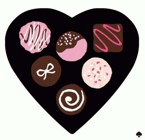this is a heart of chocolate donuts and other treats