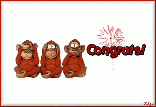 the words congrats are surrounded by cartoon gorilla figures