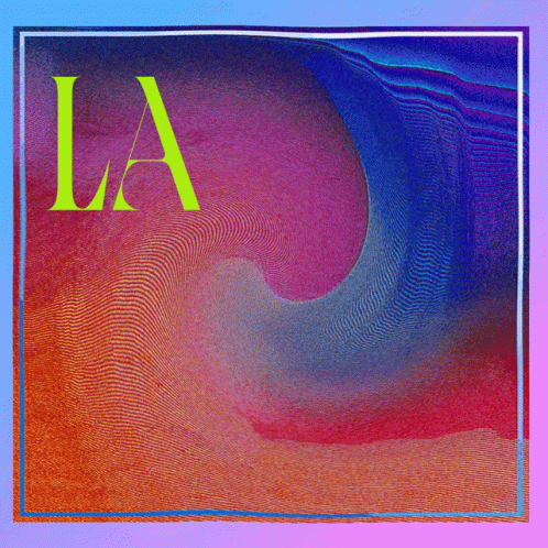 the letter la on a multi - colored background