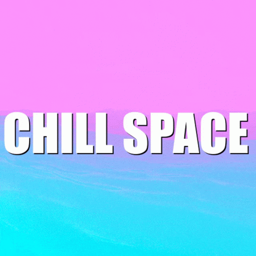 this is a yellow and pink po of an advertit with the words chill space in front of it