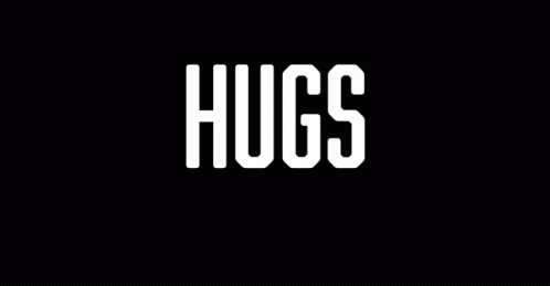 the word hugs on a black background
