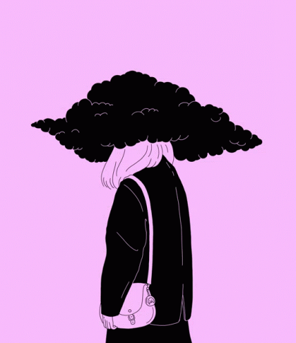 a drawing of a woman with a large hair pile