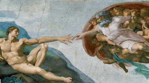 a painting showing the creation of adam and eve