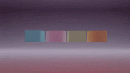 a row of three color bars on purple background