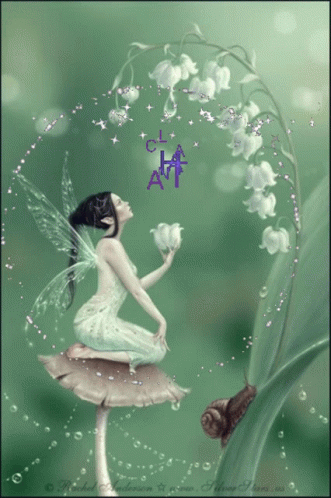 a fairy with white flowers in her hand