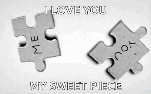 two puzzle pieces with words on them in the shape of pieces