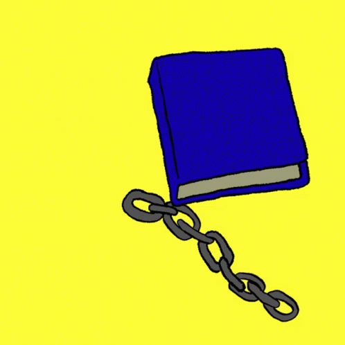a red book is tied to chains and the cover is open