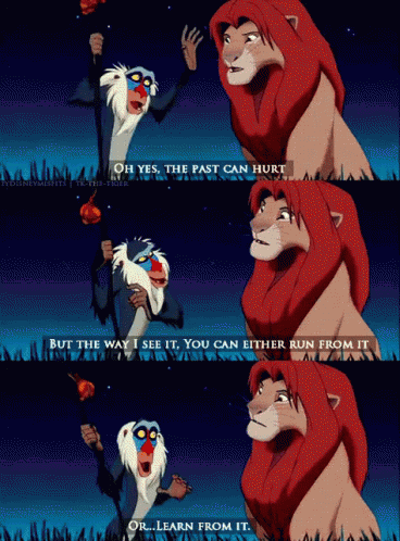 a page that has a cartoon picture with text that reads, the lion king