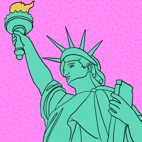a drawing of the statue of liberty holding an ice cream cone