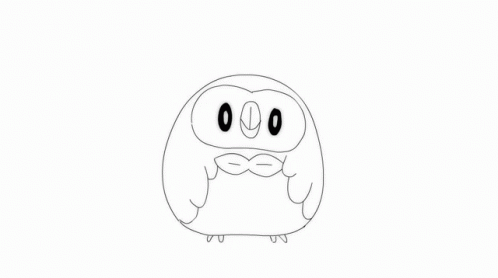 a drawing of a small black and white owl with a bowtie
