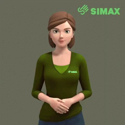 an animated woman in green sweater with green logo