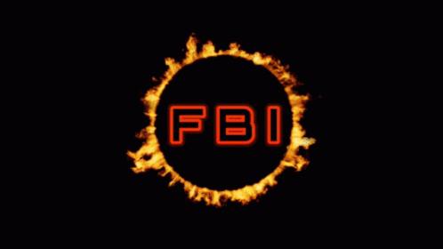 a circle with the letter fbbi glowing blue on top of it