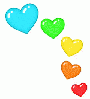 hearts are on white with blue and yellow