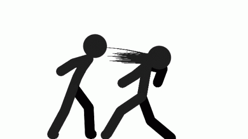 two people are running toward each other in black and white