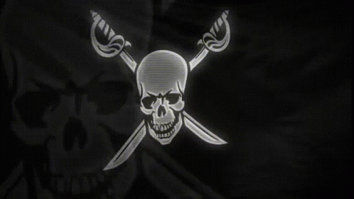 a black pirate skull on a dark background
