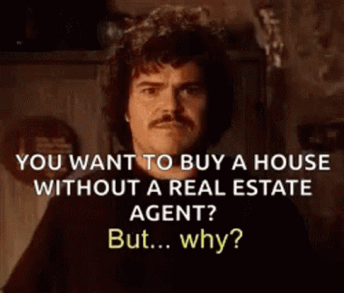 a man in front of the camera with words stating you want to buy a house without a real estate agent