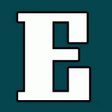 a large letter e in the shape of a small rectangular figure