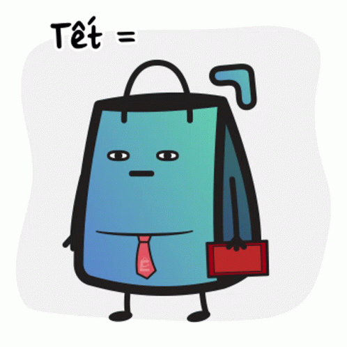 an illustrated bag with a small blue bag sitting on it
