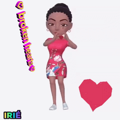 an animation image of a person with a heart background
