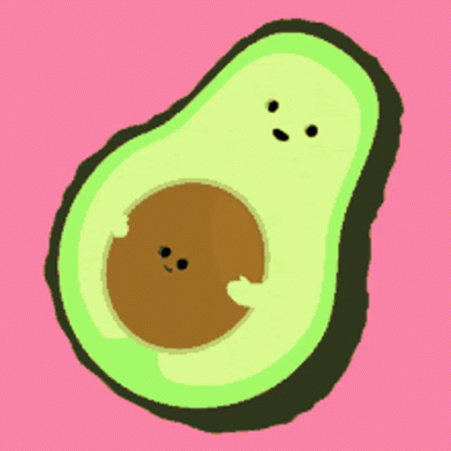 an avocado that is on a purple background