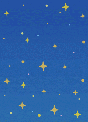two birds flying through the sky with colorful stars