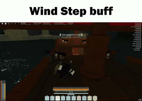 the video is playing with the wind step buff