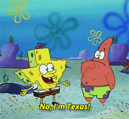a spongebob cartoon showing its approval of being a texas super hero