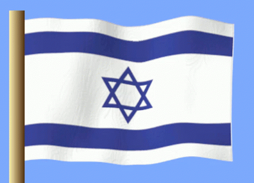 a large red and white flag with the israeli star of david on it