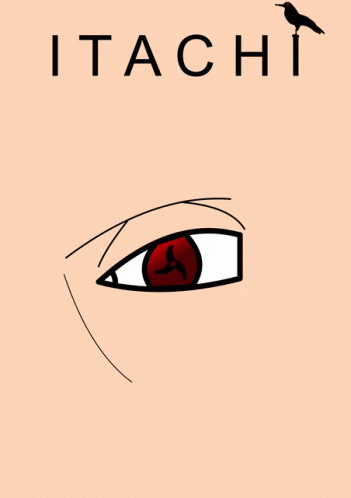 the title for itachi, with the iris peeking out from the eye