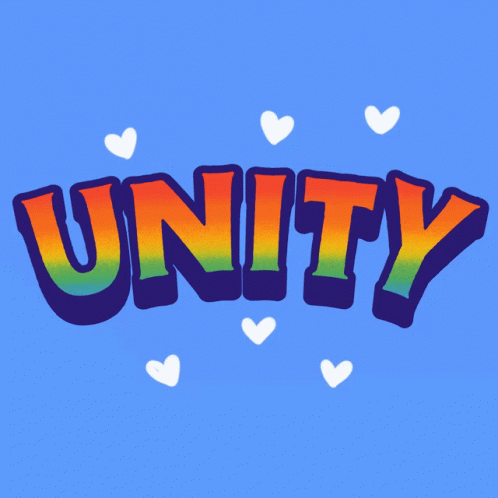 colorful text on a pink background that says unity