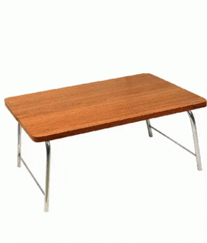 small plastic table with a metal frame legs
