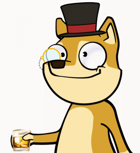 cartoon cat with a top hat and a drink