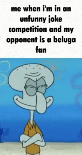 a cartoon man with a funny caption that reads, me when i'm in an unhappy joke competition and my opponent is a bega fan
