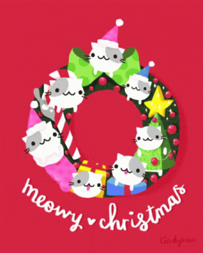 an image of merry christmas with funny cats