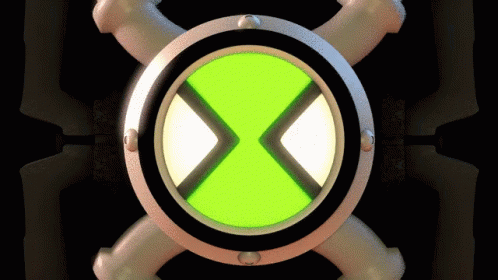 green and black circular symbol displayed on dark background