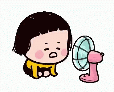a cartoon character with an electric fan