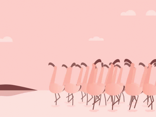 a drawing of a row of birds with multiple legs