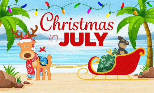 a christmas in july with an elephant and a donkey