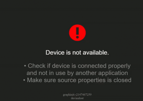 a message about how the device is not available