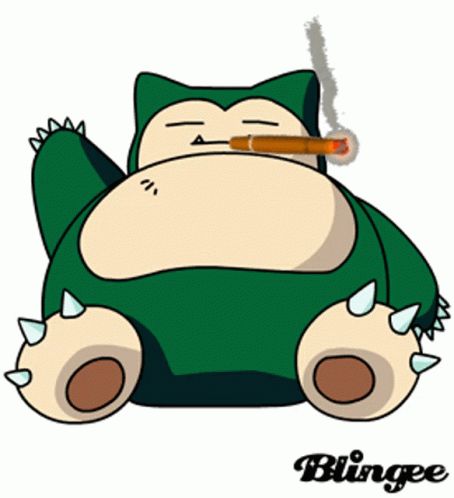 a green cartoon character smoking and laying down