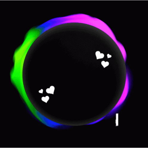 an illustration of a black background with colorful hearts