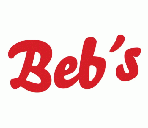a blue sign reading beb's on a white background